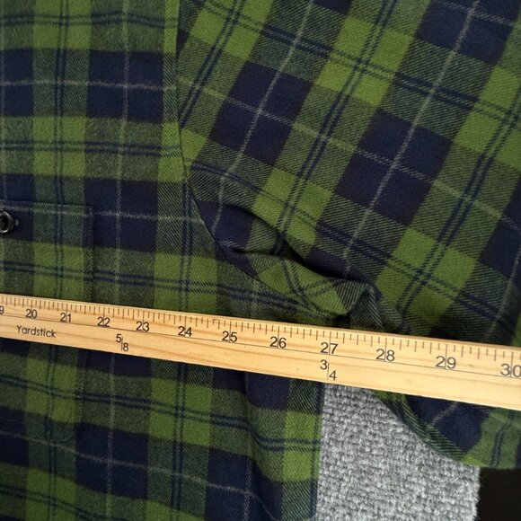 NWT Roundtree & Yorke THICK Flannel Button Up XLT Tall Green Plaid Heavyweight - Picture 6 of 16